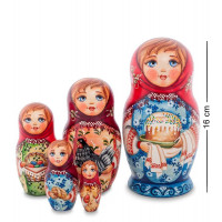 Матрешка деревянная Мария с пасхой 16 см 5 мест Матрешка деревянная Мария с пасхой 16 см 5 мест