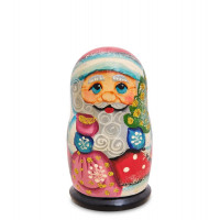 Матрешка деревянная Дед мороз 10 см 5 мест