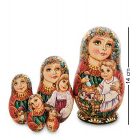 Матрешка деревянная Мария с мальчиком 14 см 5 мест